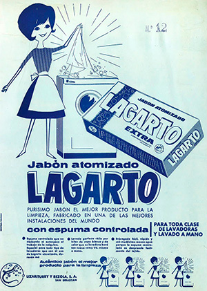1962---LAGARTO---Jabon-atomizado---Anuncio-Deterg-Máquina-Espuma-Controlada