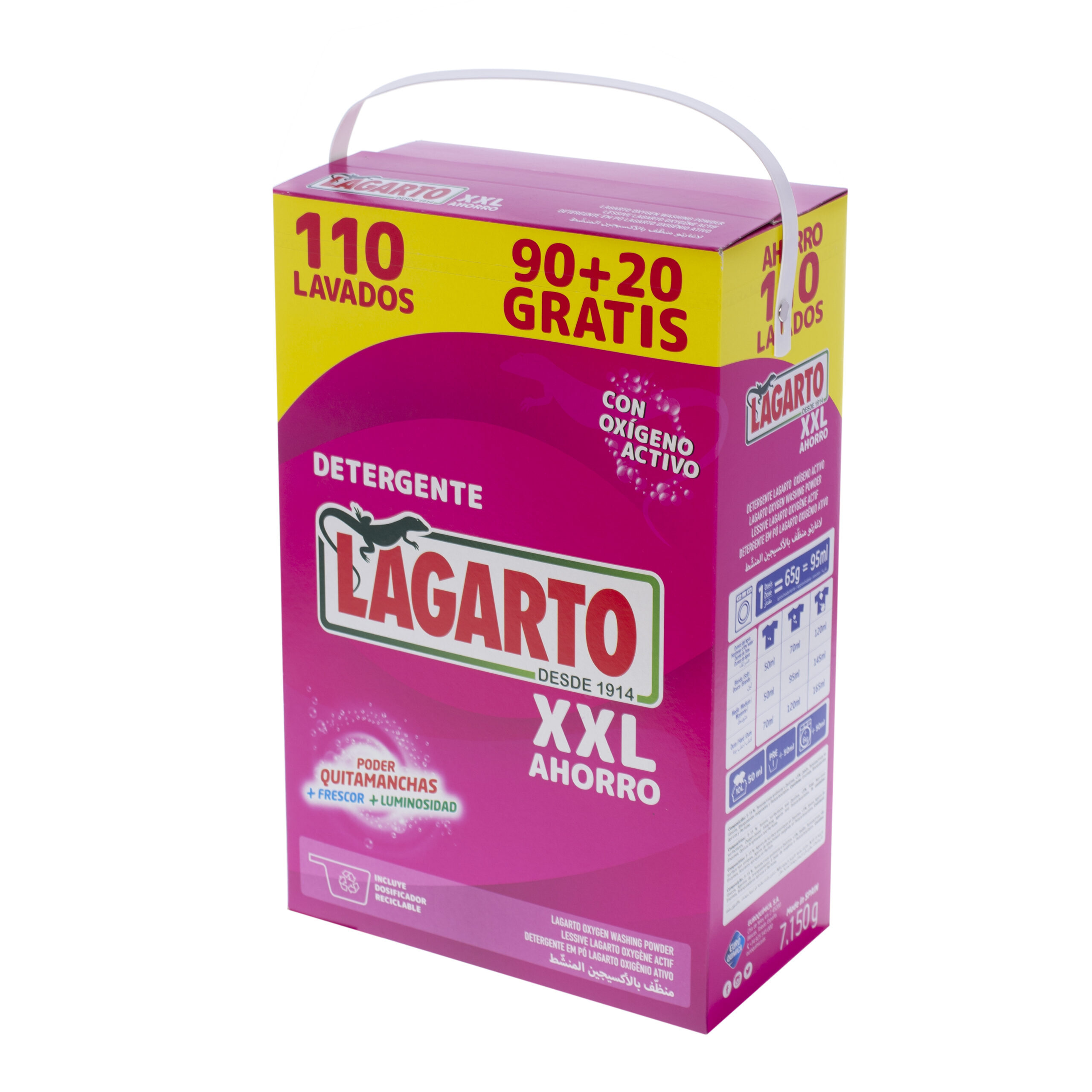 Detergente en polvo Lagarto Oxígeno Activo XXL (110 lavados) por sólo  12,50€
